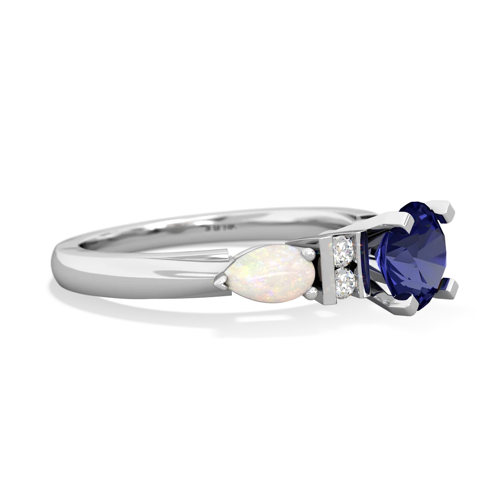 Lab Sapphire 6Mm Round Eternal Embrace Engagement 14K White Gold ring R2005