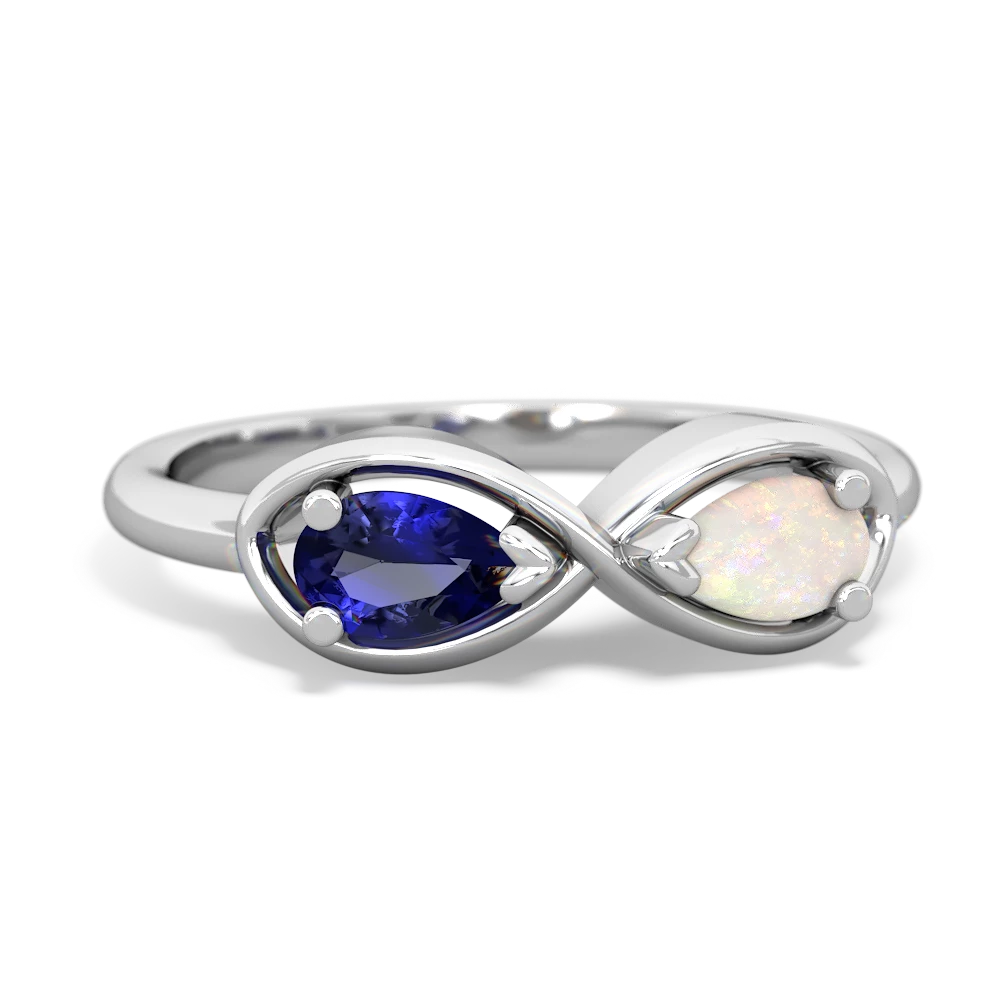 Lab Sapphire Infinity 14K White Gold ring R5050