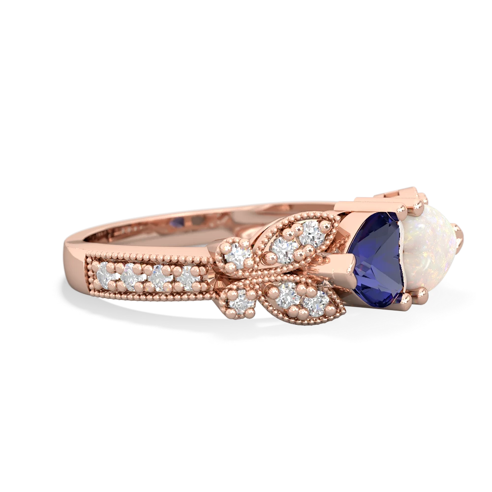 Lab Sapphire Diamond Butterflies 14K Rose Gold ring R5601