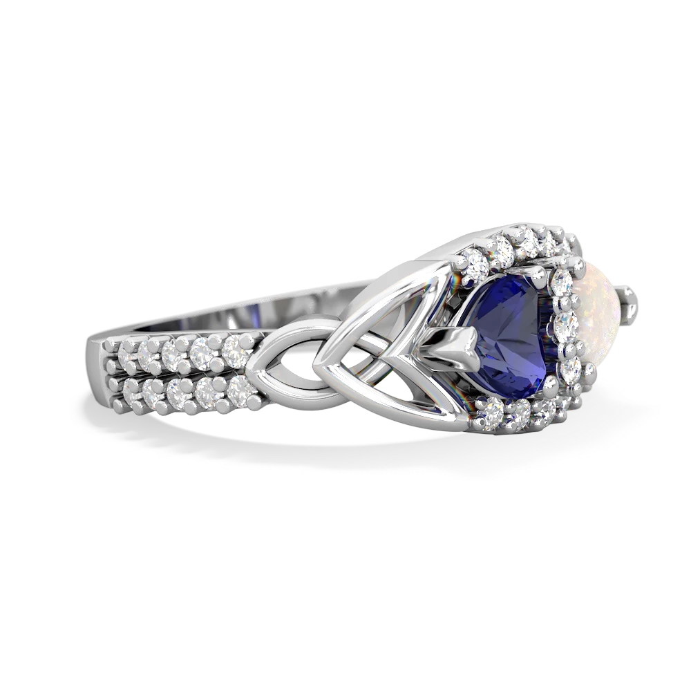 Lab Sapphire Sparkling Celtic Knot 14K White Gold ring R2645