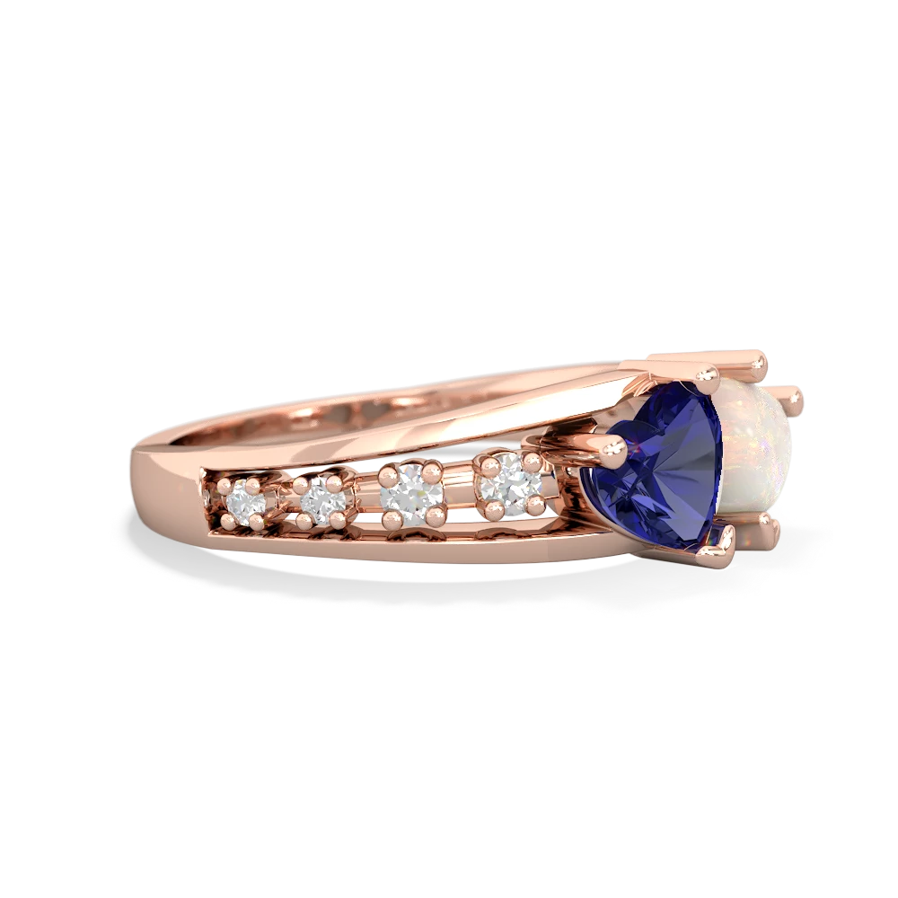 Lab Sapphire Heart To Heart 14K Rose Gold ring R3342