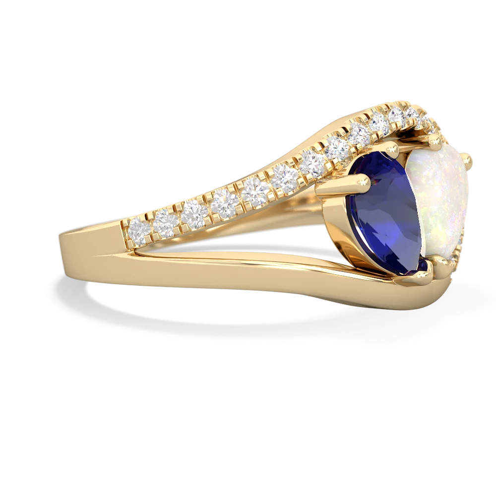 Lab Sapphire Nestled Heart Keepsake 14K Yellow Gold ring R5650