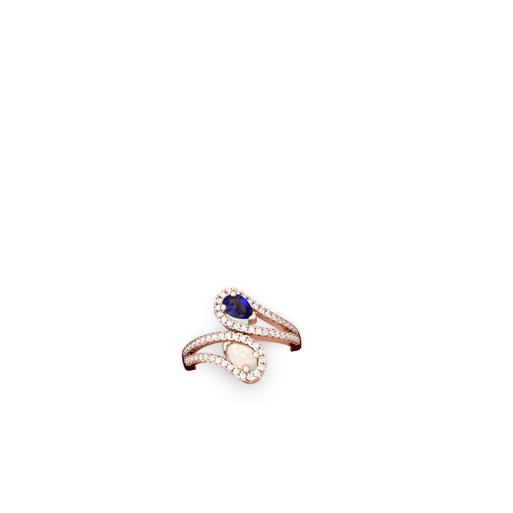 Lab Sapphire Diamond Dazzler 14K Rose Gold ring R3000