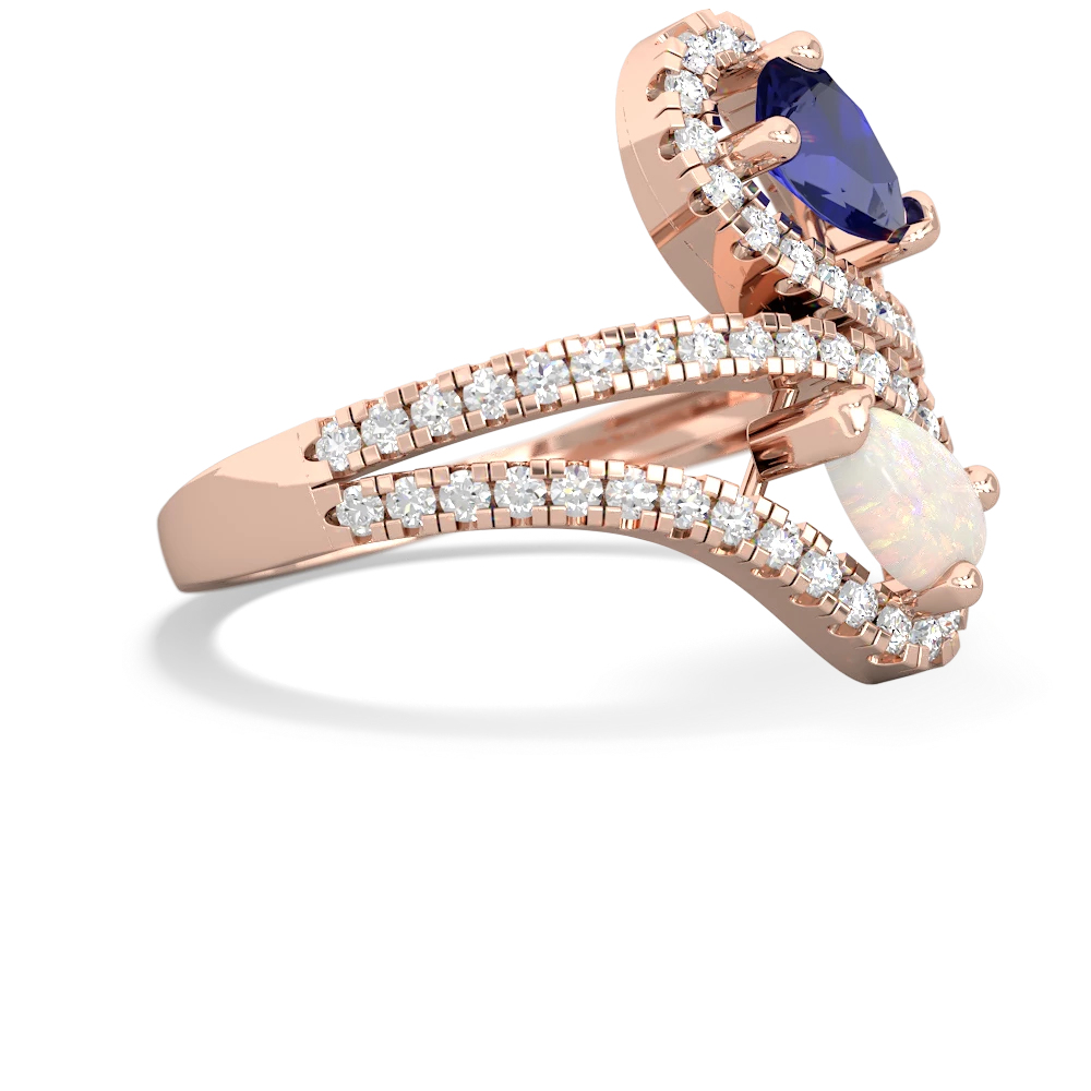 Lab Sapphire Diamond Dazzler 14K Rose Gold ring R3000