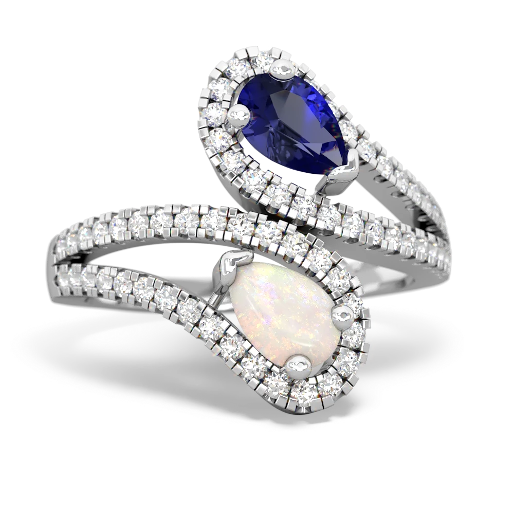 Lab Sapphire Diamond Dazzler 14K White Gold ring R3000