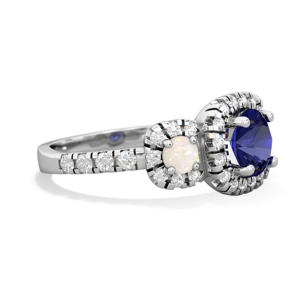 Lab Sapphire Regal Halo 14K White Gold ring R5350