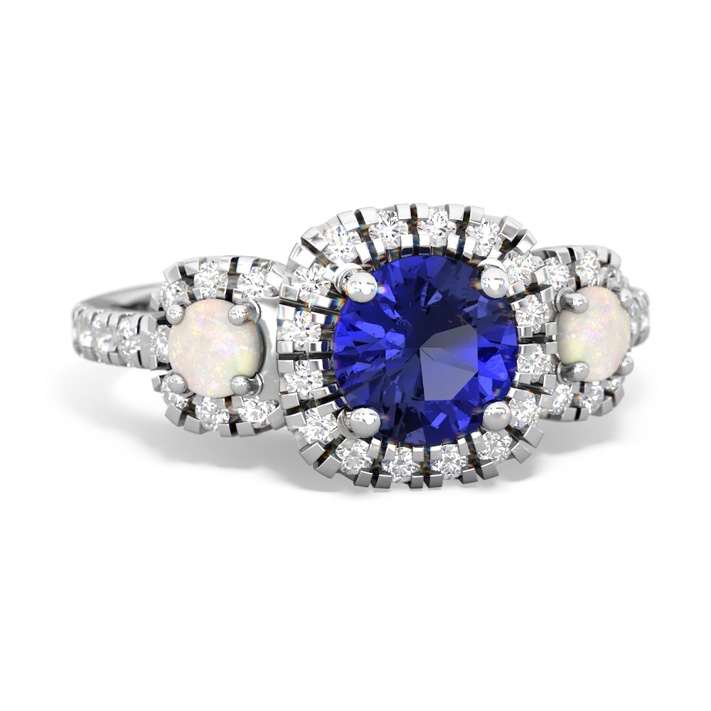 Lab Sapphire Regal Halo 14K White Gold ring R5350