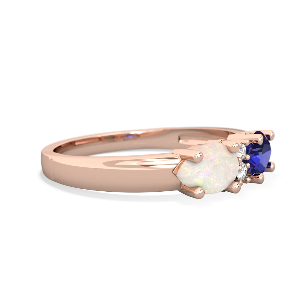 Lab Sapphire Pear Bowtie 14K Rose Gold ring R0865