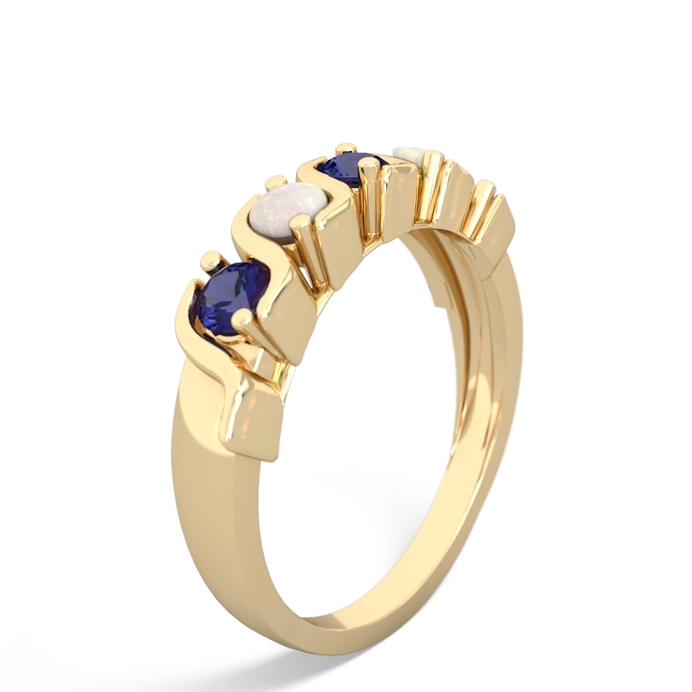 Lab Sapphire Anniversary Band 14K Yellow Gold ring R2089