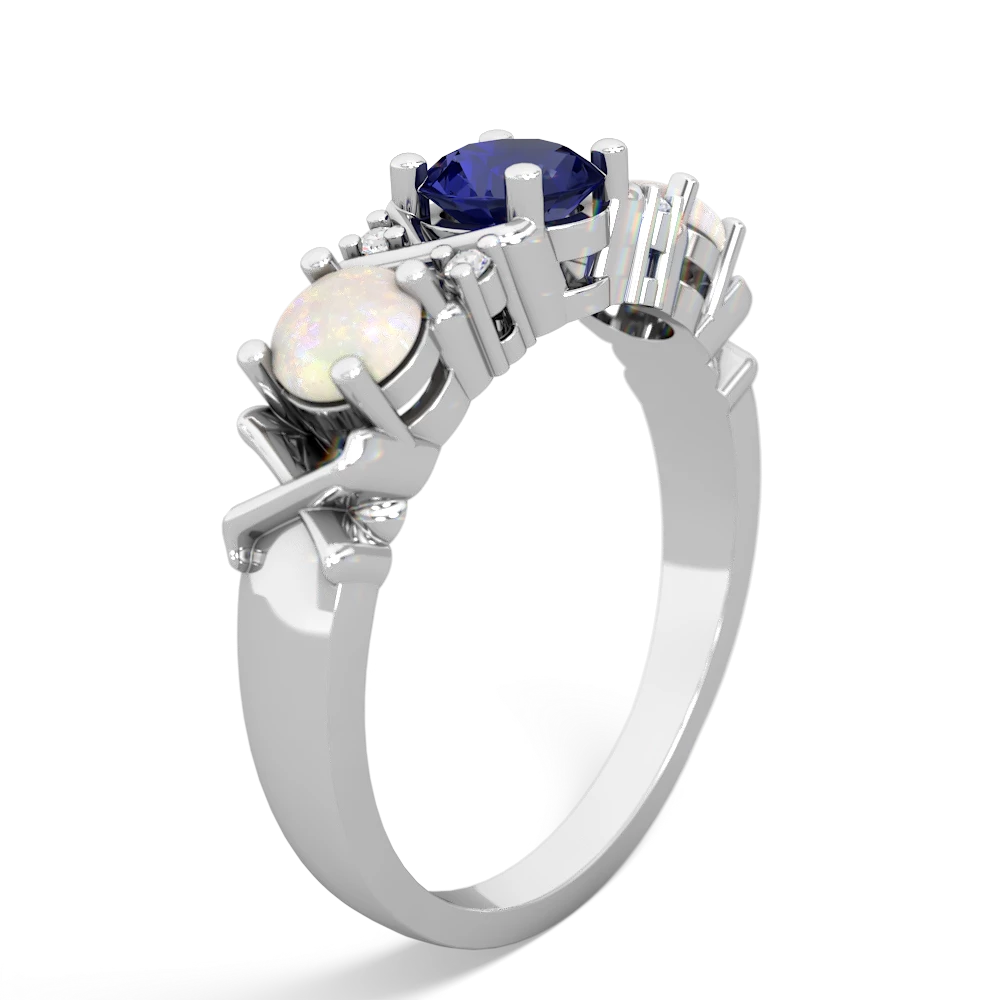 Lab Sapphire Hugs And Kisses 14K White Gold ring R5016