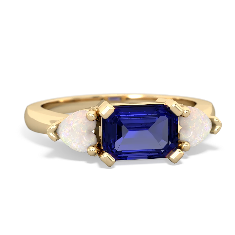 Lab Sapphire Three Stone 14K Yellow Gold ring R5235