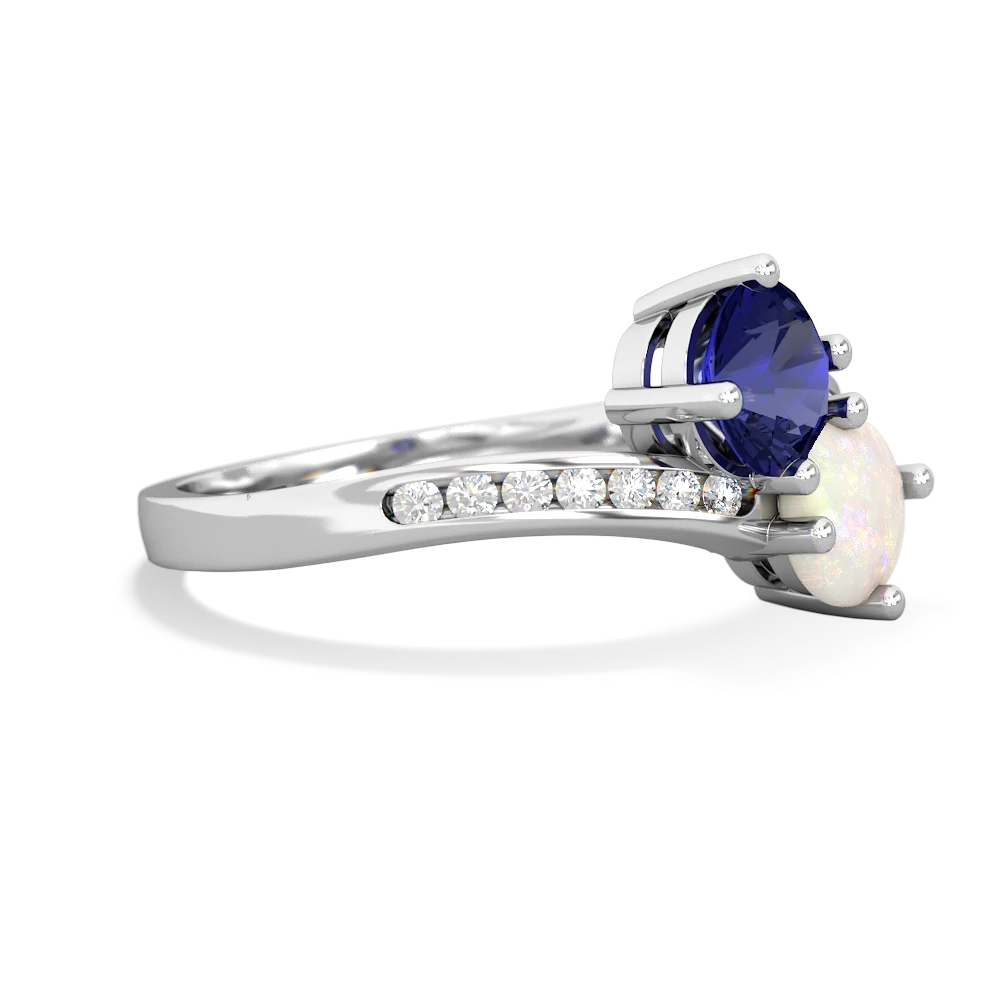 Lab Sapphire Channel Set Two Stone 14K White Gold ring R5303