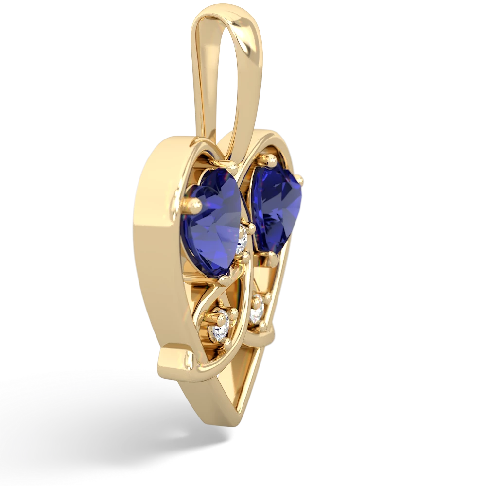 Lab Sapphire Celtic Trinity Heart 14K Yellow Gold pendant P5331