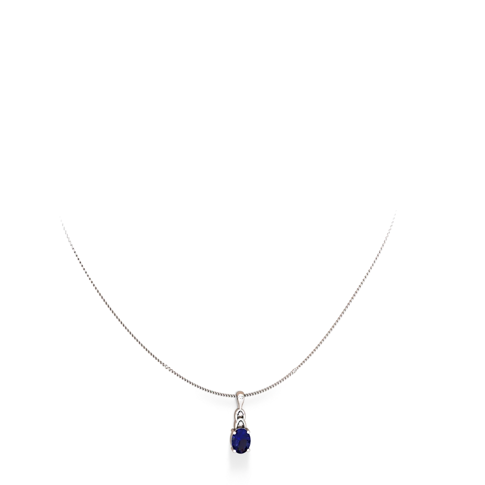 Lab Sapphire Links 14K White Gold pendant P4032