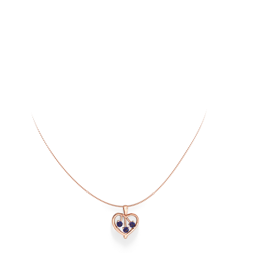 Lab Sapphire Glowing Heart 14K Rose Gold pendant P2233