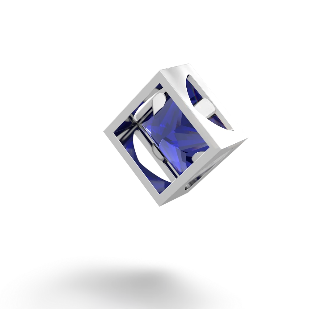 Lab Sapphire 6Mm Princess Slide 14K White Gold pendant P3789