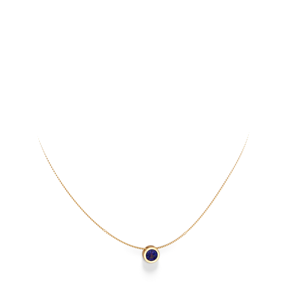 Lab Sapphire 6Mm Slide 14K Yellow Gold pendant P3786