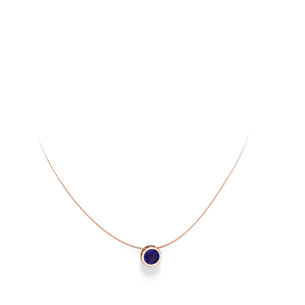 Lab Sapphire 8Mm Slide 14K Rose Gold pendant P3788