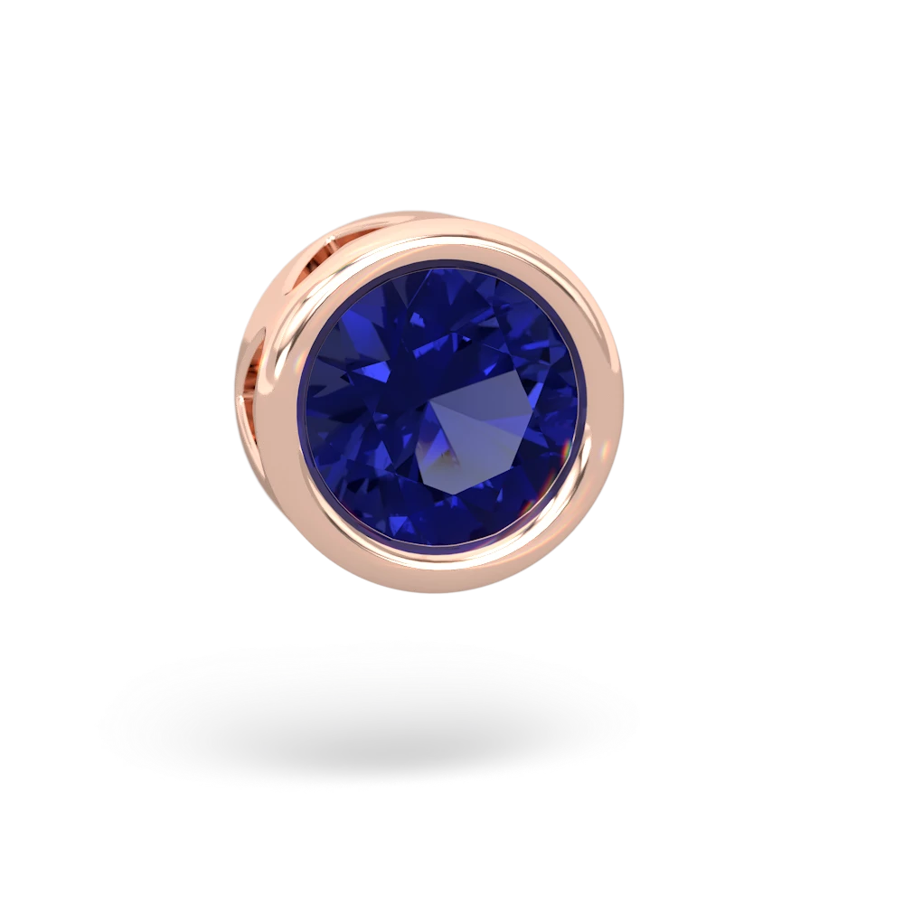 Lab Sapphire 8Mm Slide 14K Rose Gold pendant P3788