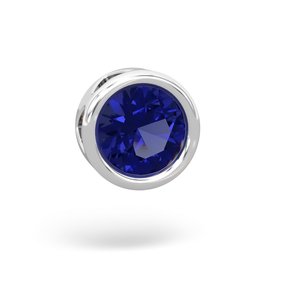 Lab Sapphire 8Mm Slide 14K White Gold pendant P3788