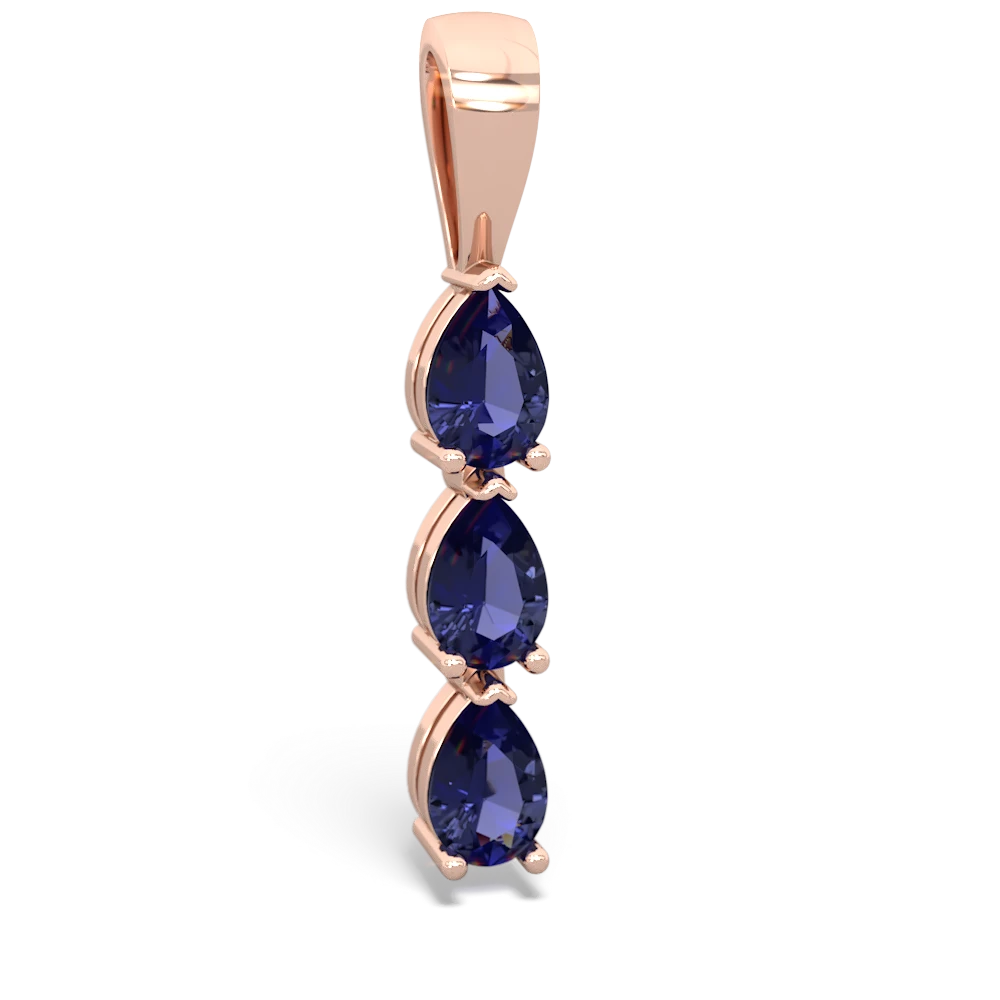 Lab Sapphire Dew Drops 14K Rose Gold pendant P2251