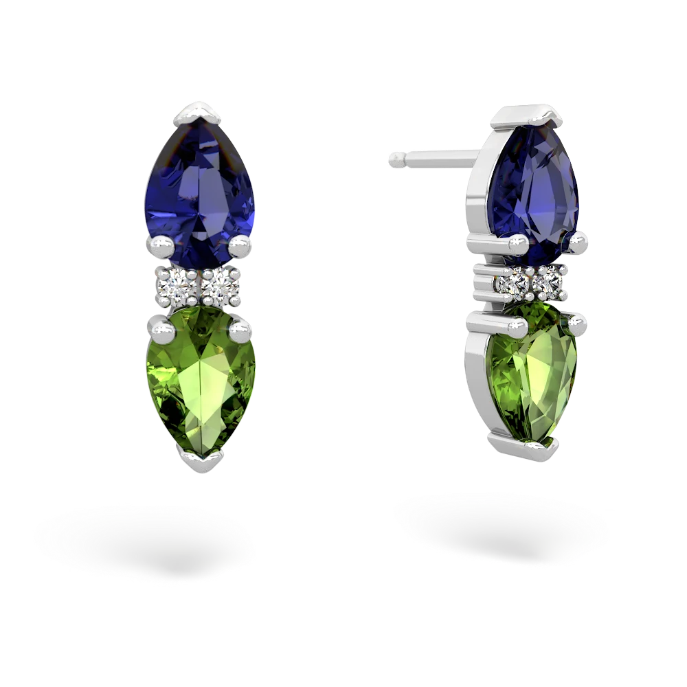 Lab Sapphire Bowtie Drop 14K White Gold earrings E0865