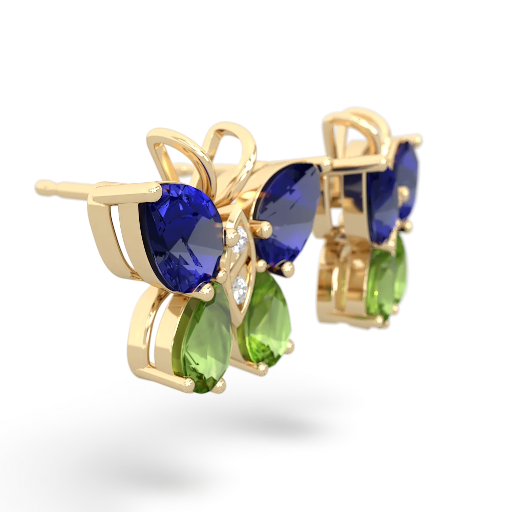 Lab Sapphire Butterfly 14K Yellow Gold earrings E2215