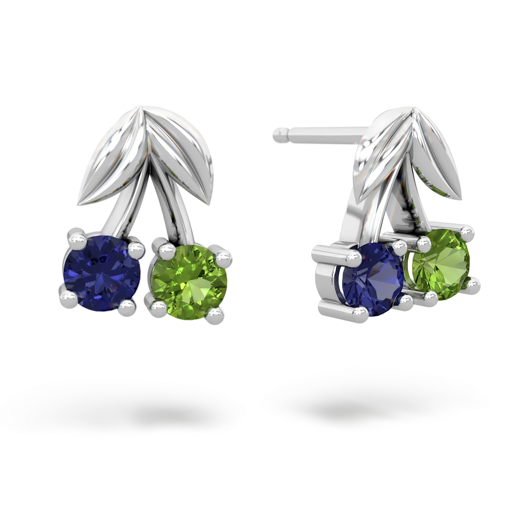 Lab Sapphire Sweet Cherries 14K White Gold earrings E7001