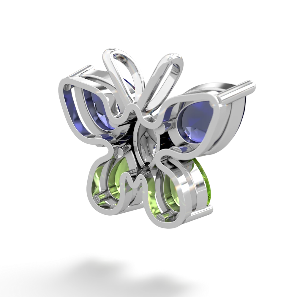 Lab Sapphire Butterfly 14K White Gold pendant P2215