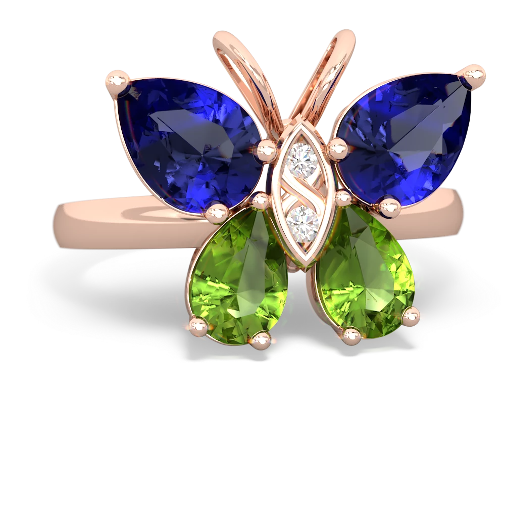 Lab Sapphire Butterfly 14K Rose Gold ring R2215