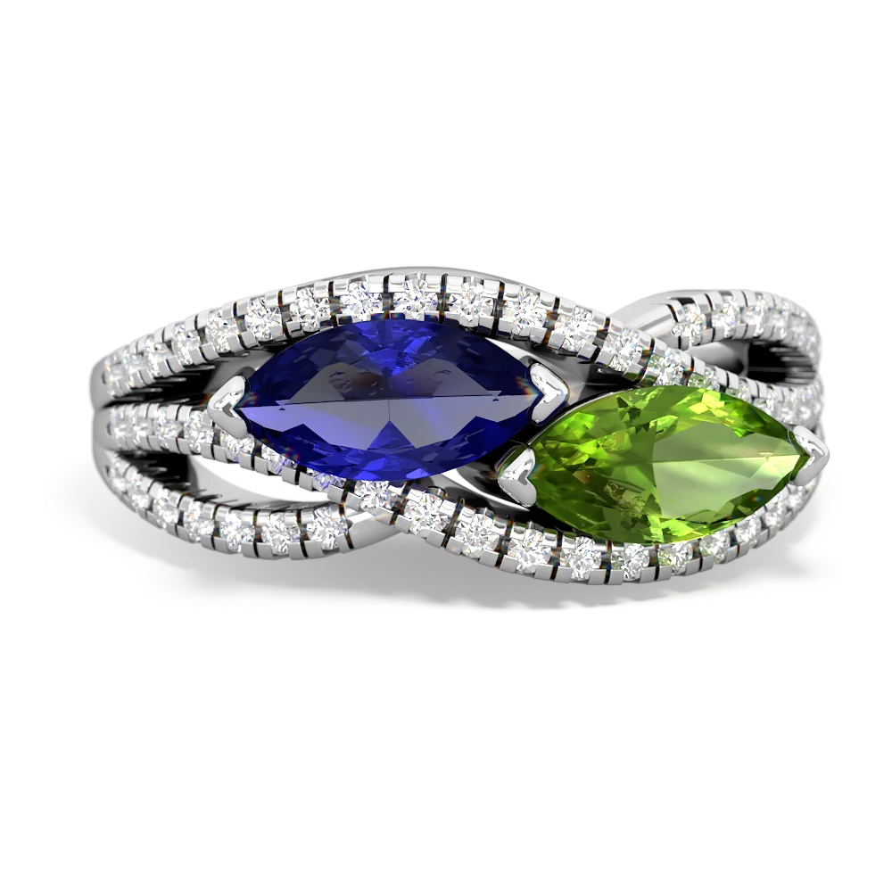 Lab Sapphire Diamond Rivers 14K White Gold ring R3070