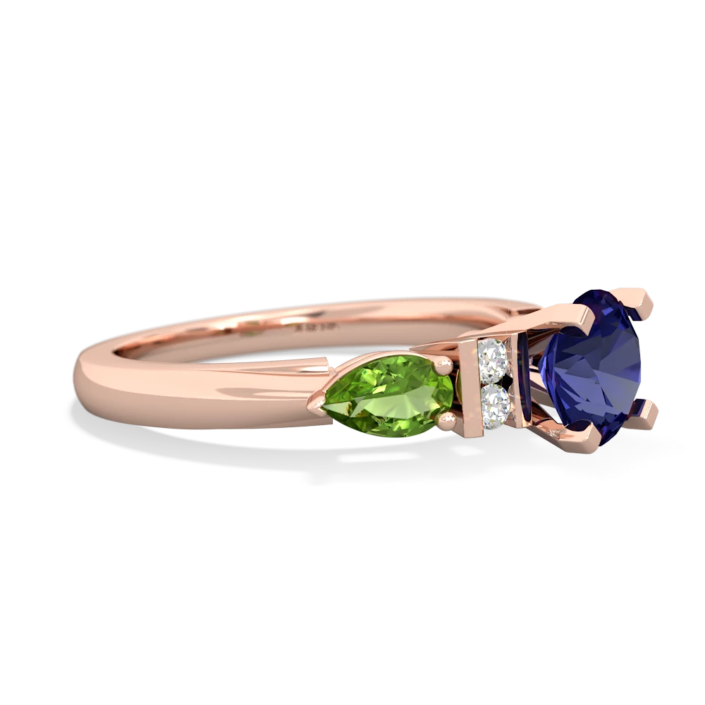 Lab Sapphire 6Mm Round Eternal Embrace Engagement 14K Rose Gold ring R2005