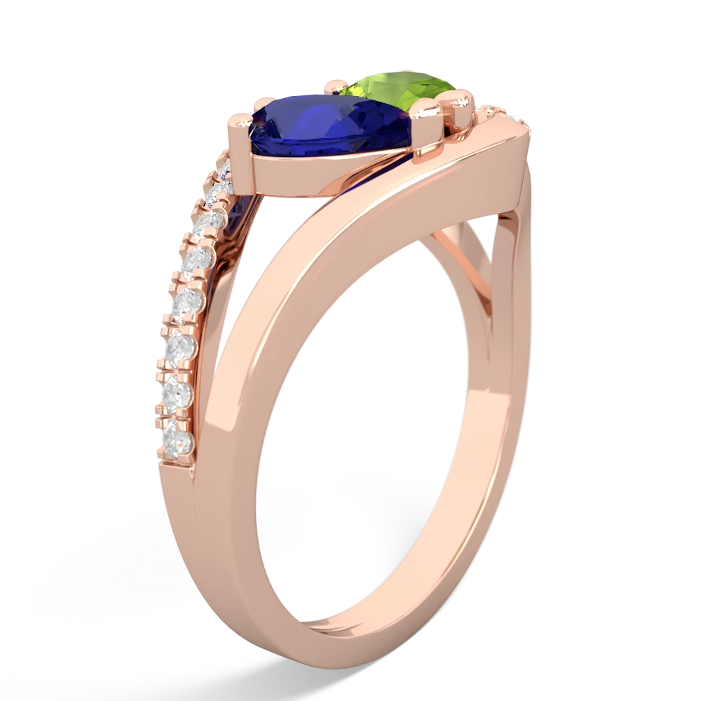 Lab Sapphire Nestled Heart Keepsake 14K Rose Gold ring R5650