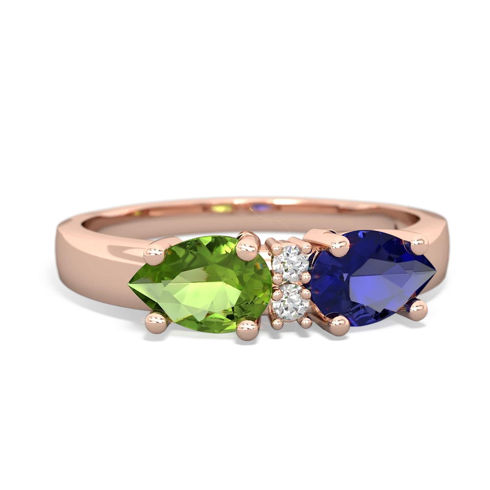 Lab Sapphire Pear Bowtie 14K Rose Gold ring R0865