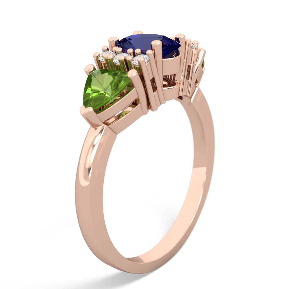 Lab Sapphire Antique Style Three Stone 14K Rose Gold ring R2186