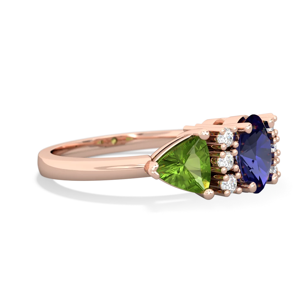 Lab Sapphire Antique Style Three Stone 14K Rose Gold ring R2186