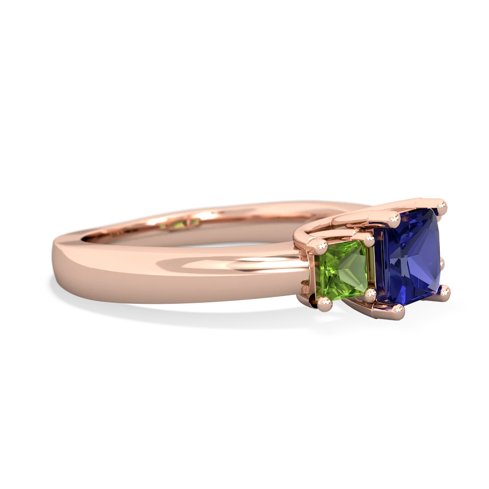 Lab Sapphire Three Stone Trellis 14K Rose Gold ring R4015