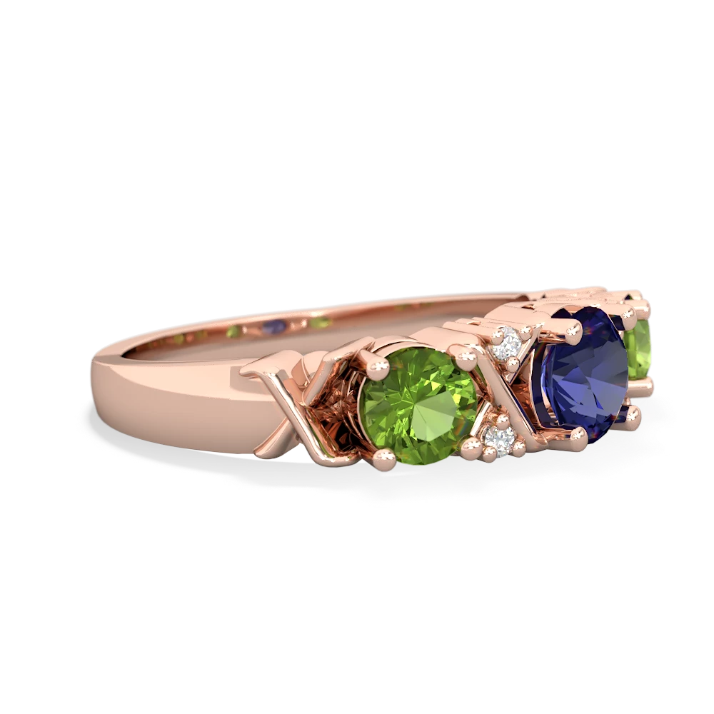 Lab Sapphire Hugs And Kisses 14K Rose Gold ring R5016