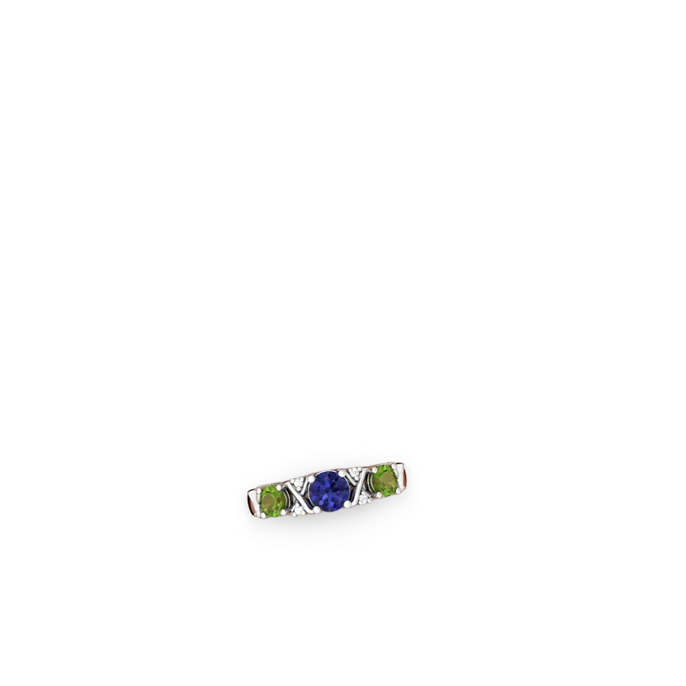 Lab Sapphire Hugs And Kisses 14K White Gold ring R5016