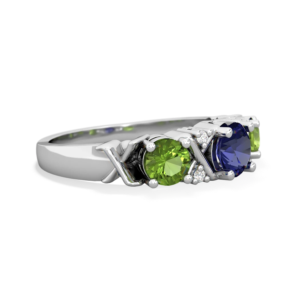 Lab Sapphire Hugs And Kisses 14K White Gold ring R5016