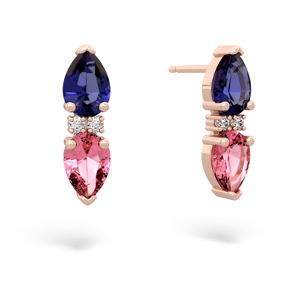 Lab Sapphire Bowtie Drop 14K Rose Gold earrings E0865