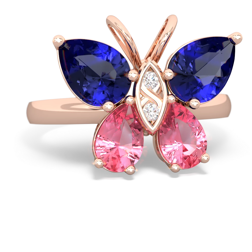 Lab Sapphire Butterfly 14K Rose Gold ring R2215