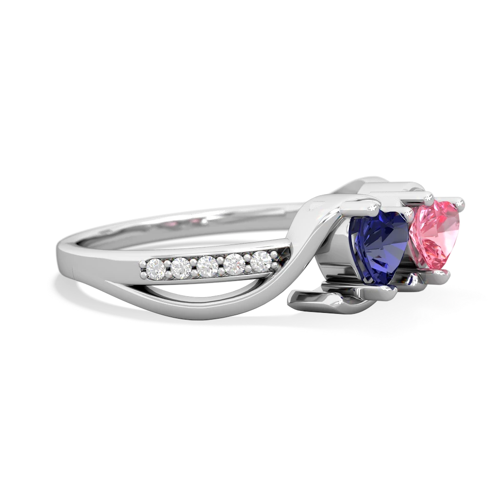 Lab Sapphire Side By Side 14K White Gold ring R3090