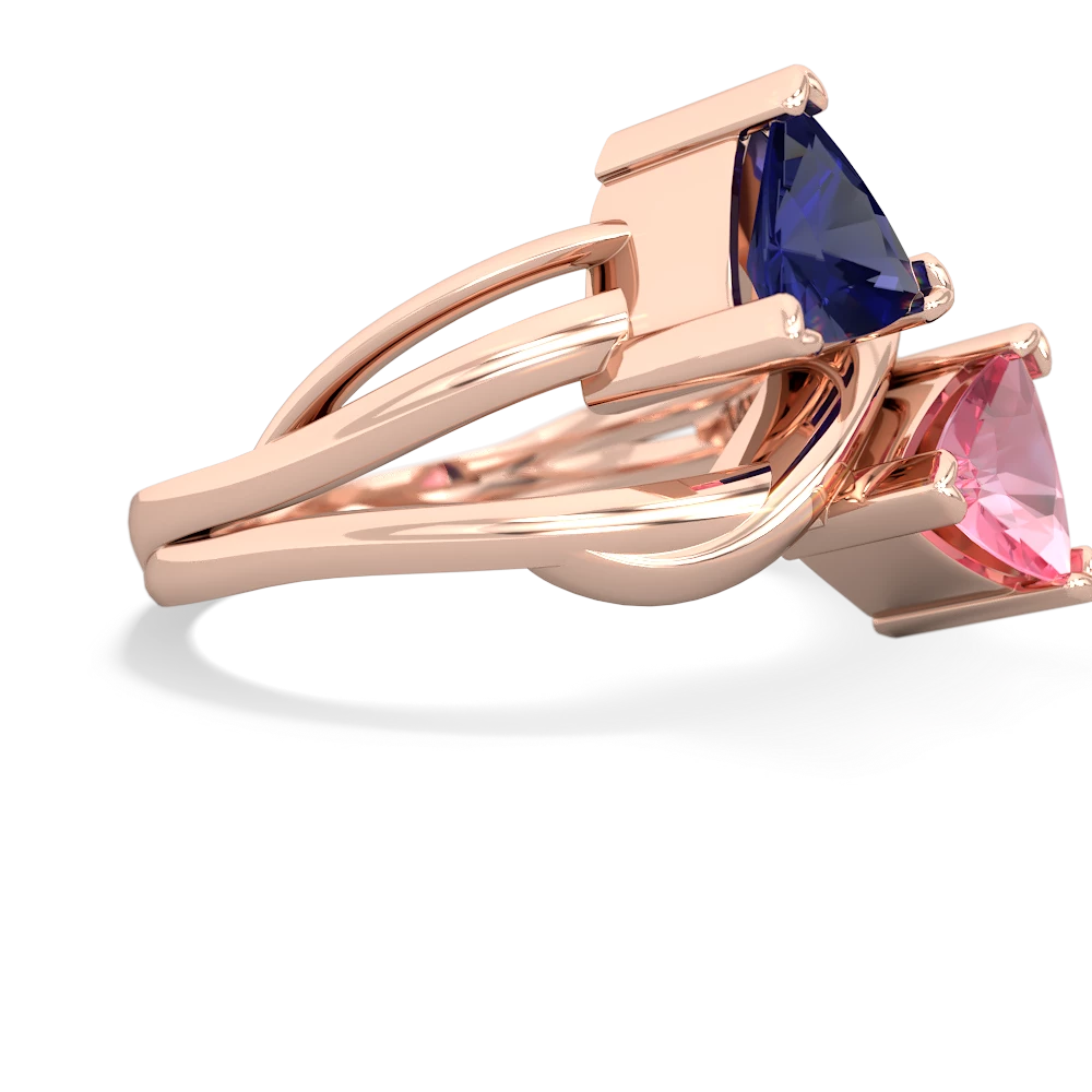 Lab Sapphire Split Band Swirl 14K Rose Gold ring R2341