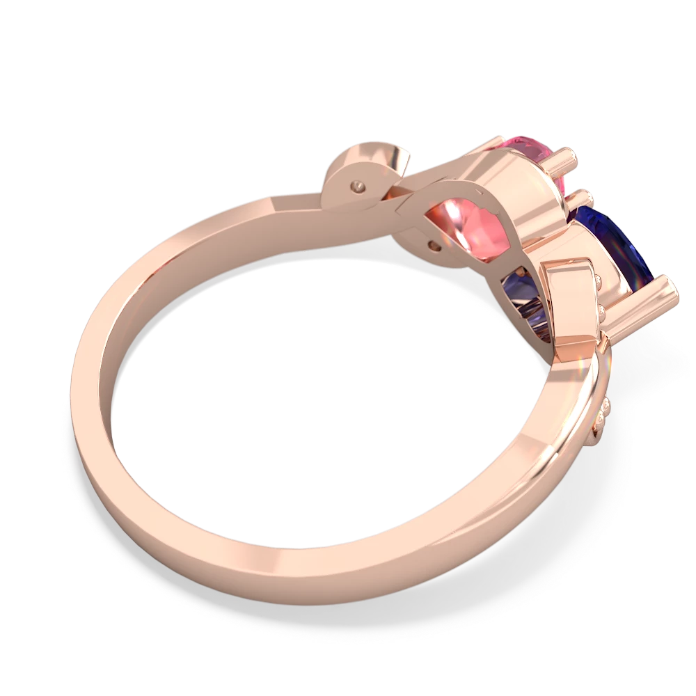 Lab Sapphire Floral Elegance 14K Rose Gold ring R5790