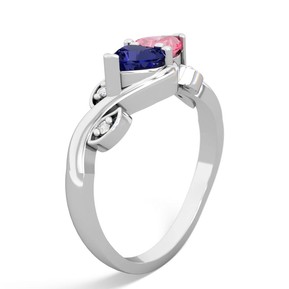 Lab Sapphire Floral Elegance 14K White Gold ring R5790