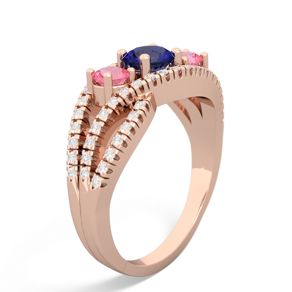 Lab Sapphire Three Stone Aurora 14K Rose Gold ring R3080