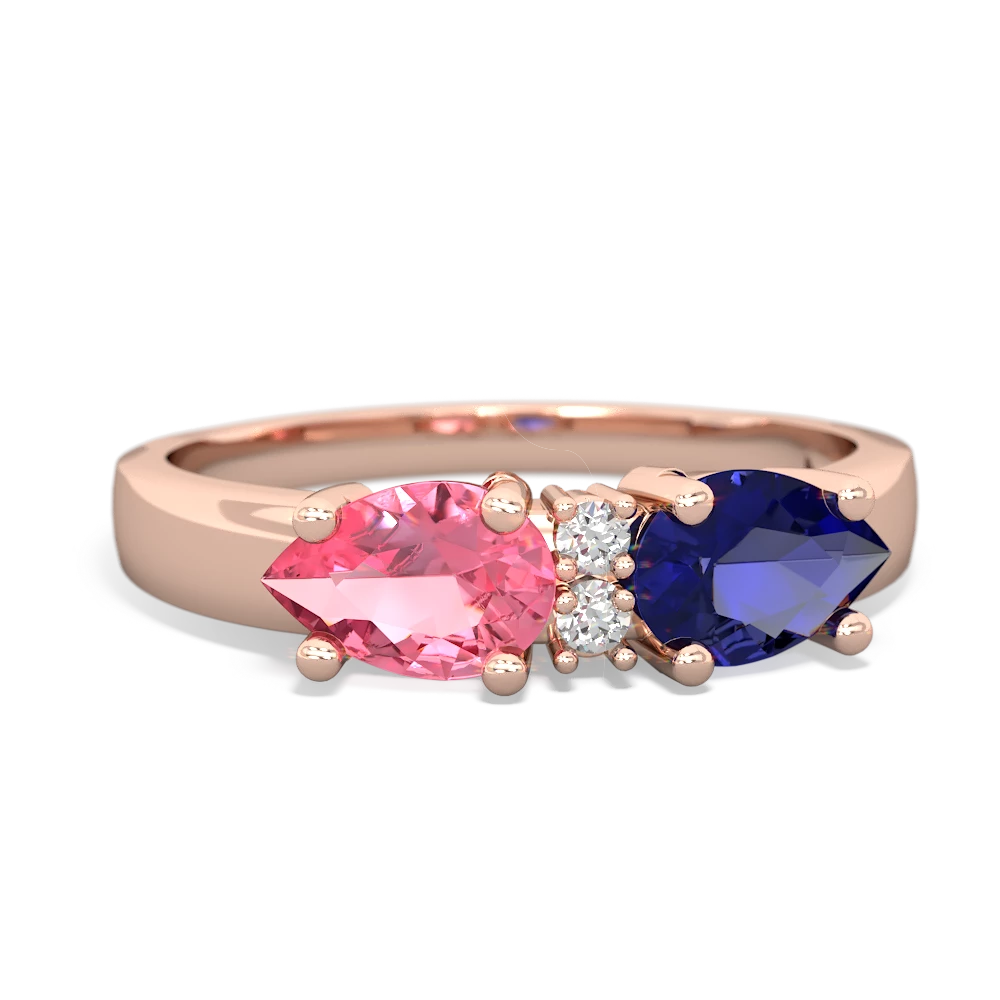 Lab Sapphire Pear Bowtie 14K Rose Gold ring R0865