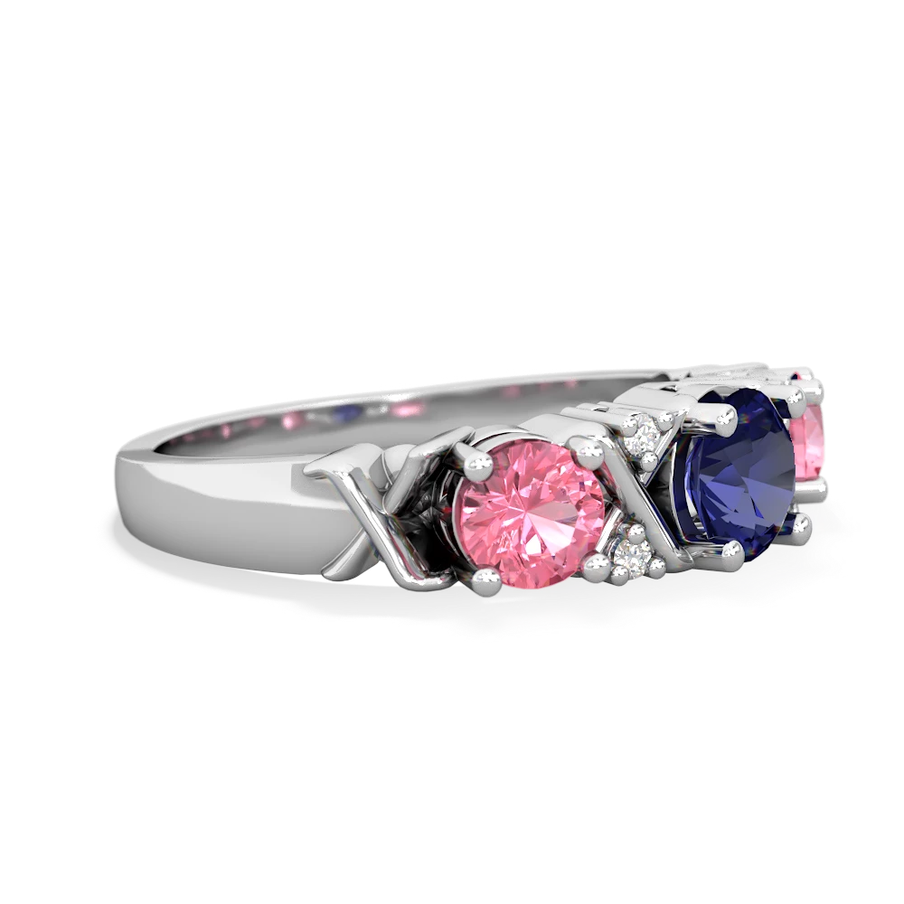 Lab Sapphire Hugs And Kisses 14K White Gold ring R5016