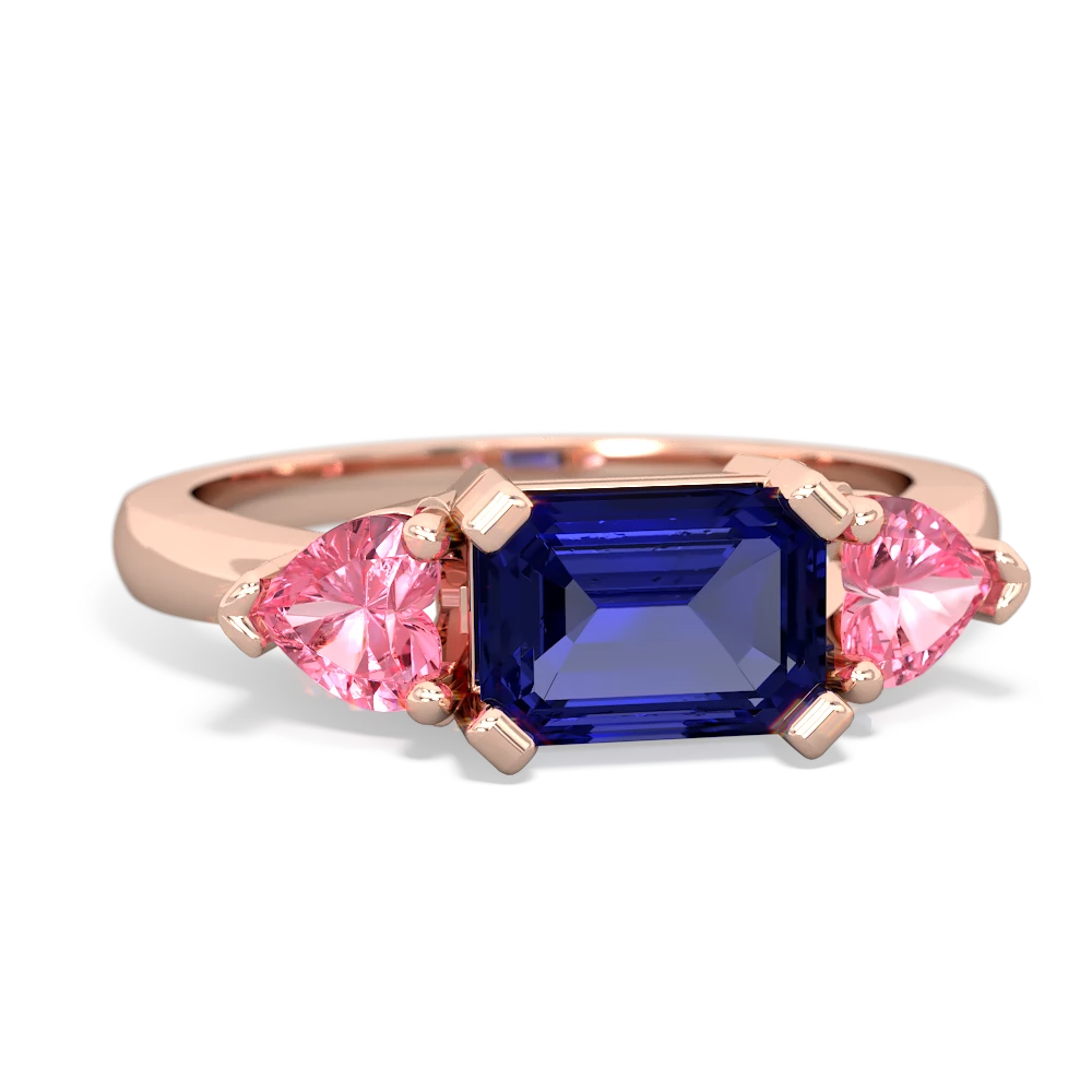 Lab Sapphire Three Stone 14K Rose Gold ring R5235